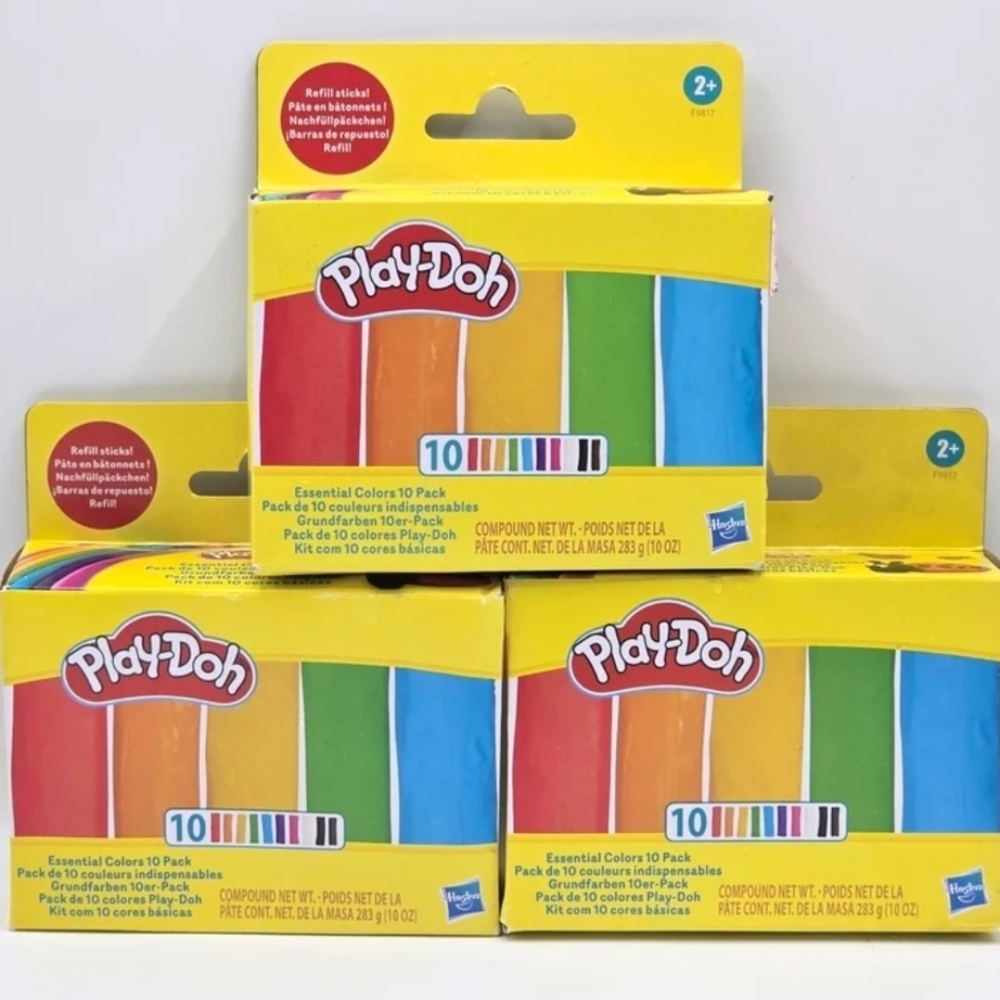 (3) Play-Doh Essential Colors 10 Pack of Refill Sticks Great for Classrooms☆☆